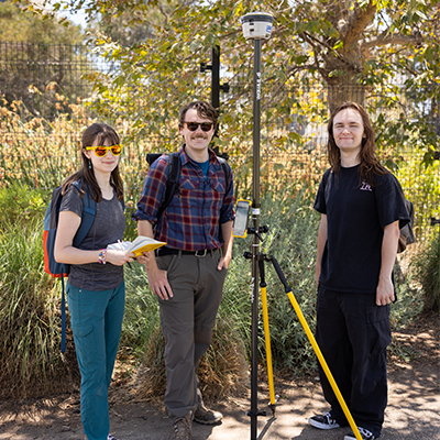 environmental science students doing field work at La Brea Tar Pits